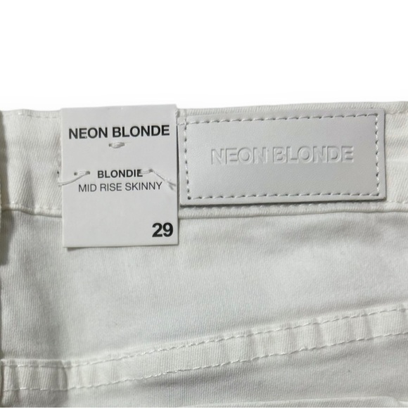Neon Blonde Blondie White Mid Rise Skinny Tie Up Jean Womens Size 29 - Picture 4 of 7